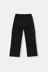 Girls Black Wide Leg Six Pocket Trouser